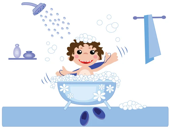 風呂の中の赤ん坊 — ストックベクタ