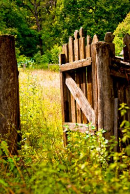 Wooden fence in a village clipart