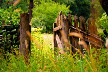 Wooden fence in a village