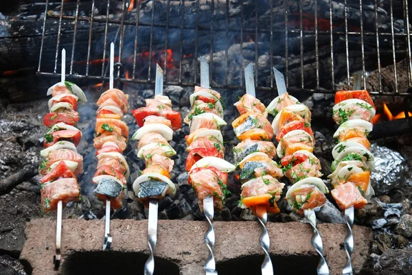 Kebabs de salmão — Fotografia de Stock