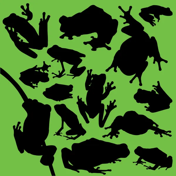 Frog Silhouettes — Stock Vector