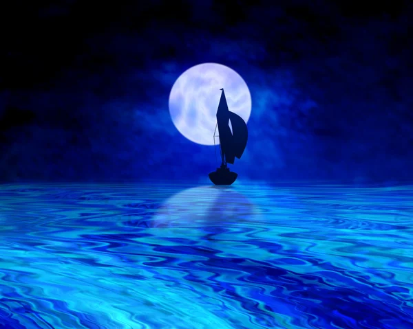 Moonlight segling — Stockfoto