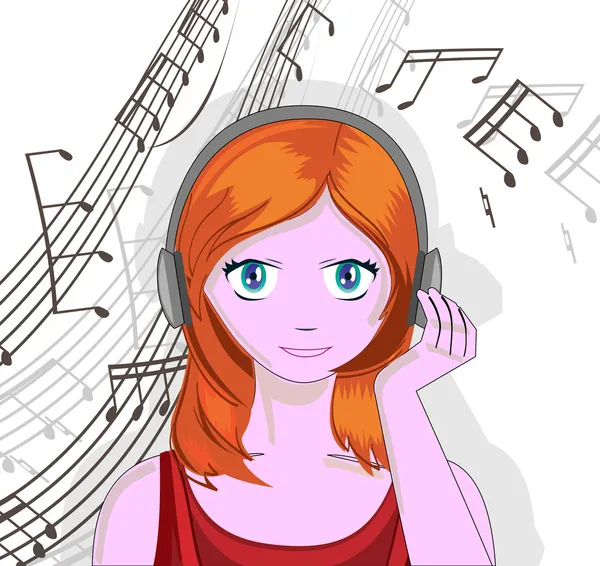 Girl with headphones — Stock Vector