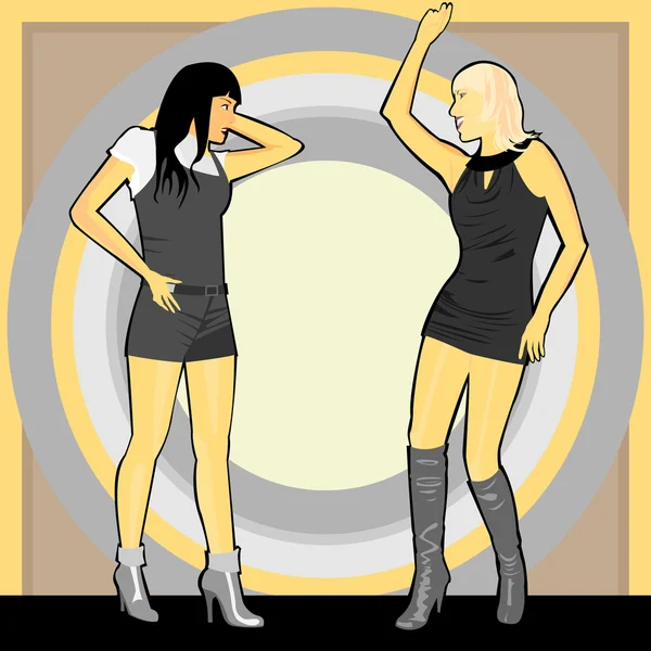 Deux filles sexy en danse — Image vectorielle