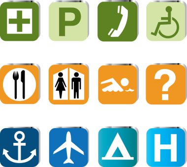 turistik mekanlar Icon set - vektör