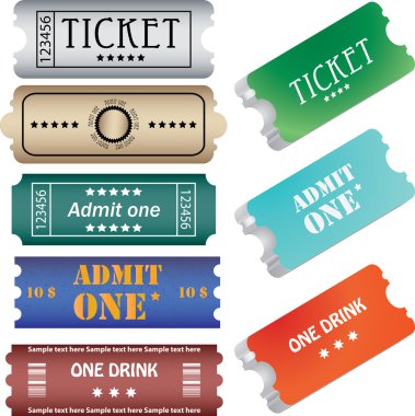 Set of ticket admit one vector clipart