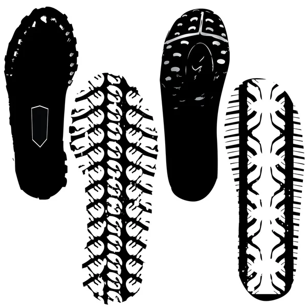 Diverses empreintes de chaussures — Image vectorielle