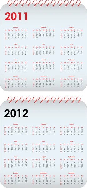 一套2011年和2012年日历 — 图库矢量图片