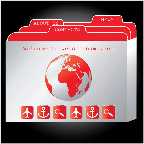 लाल वेबसाइट डिझाइन टेम्पलेट, वेक्टर . — स्टॉक व्हेक्टर