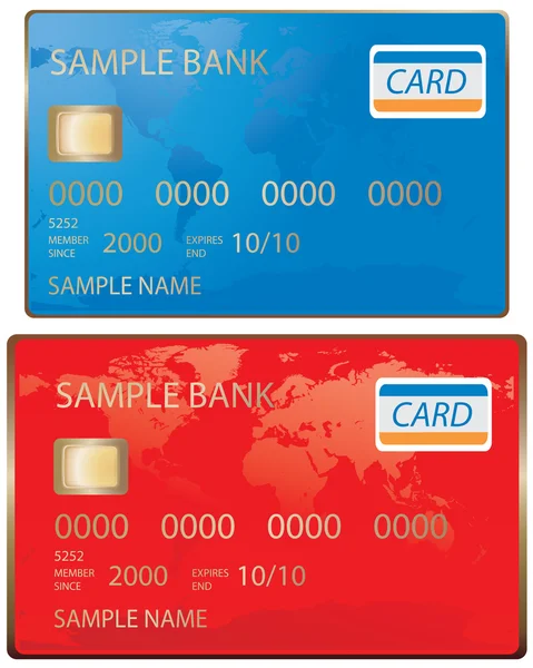 Creditcard in blauw en rood — Stockvector