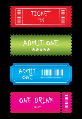 Tickets in different styles clipart