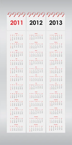 Set of 2011, 2012 and 2013 calendar — Stock Vector