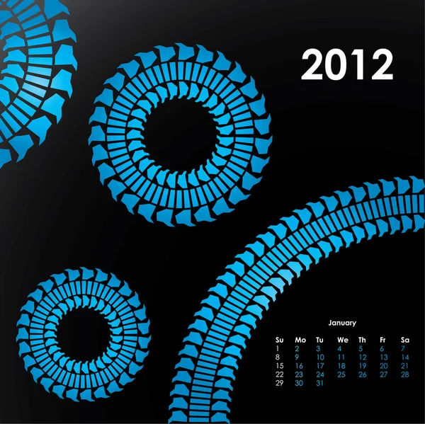 Calendrier spécial pour 2012 avec la conception des pneus — Image vectorielle