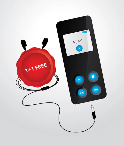 Lecteur MP3 moderne élégant avec écouteurs — Image vectorielle