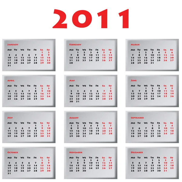 Väggkalender för 2011 — Stock vektor