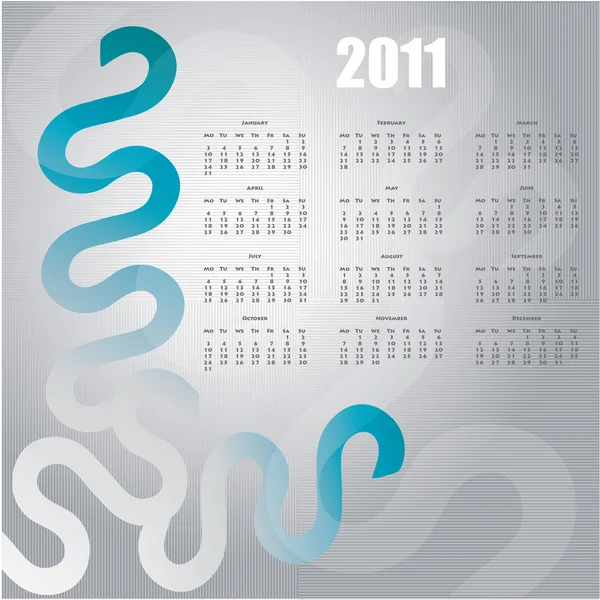 Blue calendar for 2011 — Stock Vector