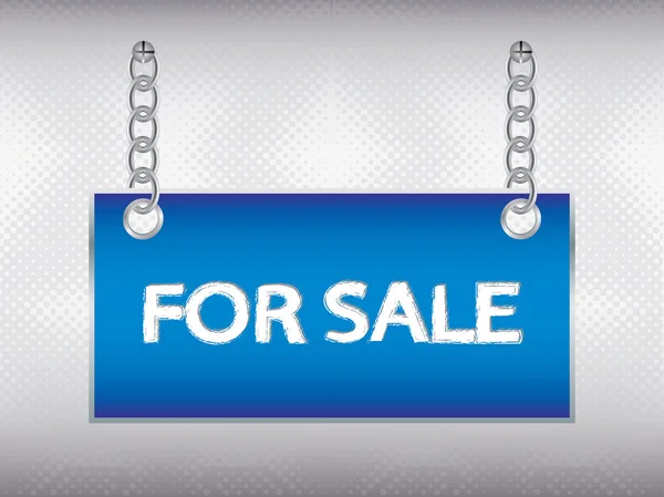 Blue hanging sale metallic banner — Stock Vector