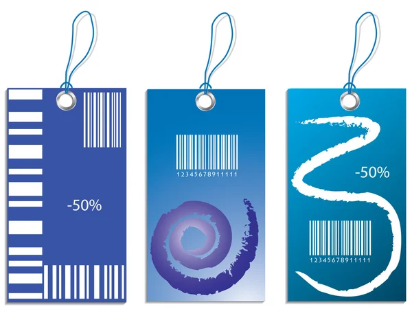 Vetor azul ilustração de desconto venda tag — Vetor de Stock