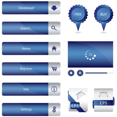 Special blue web elements collection clipart