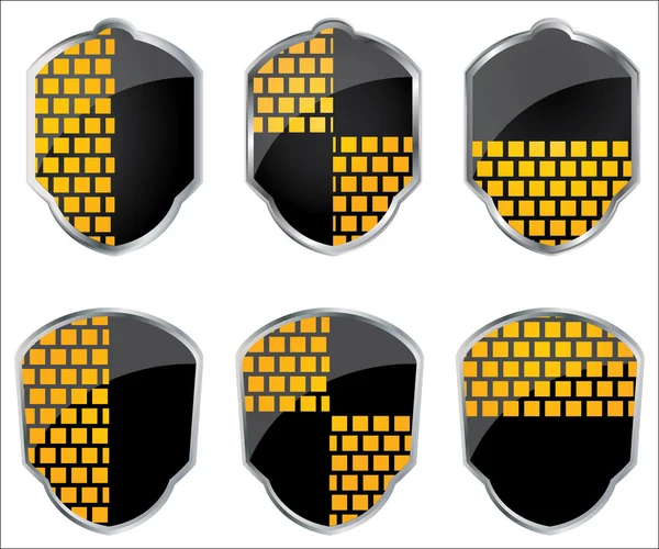 Escudo emblemas aislados sobre un fondo blanco — Vector de stock