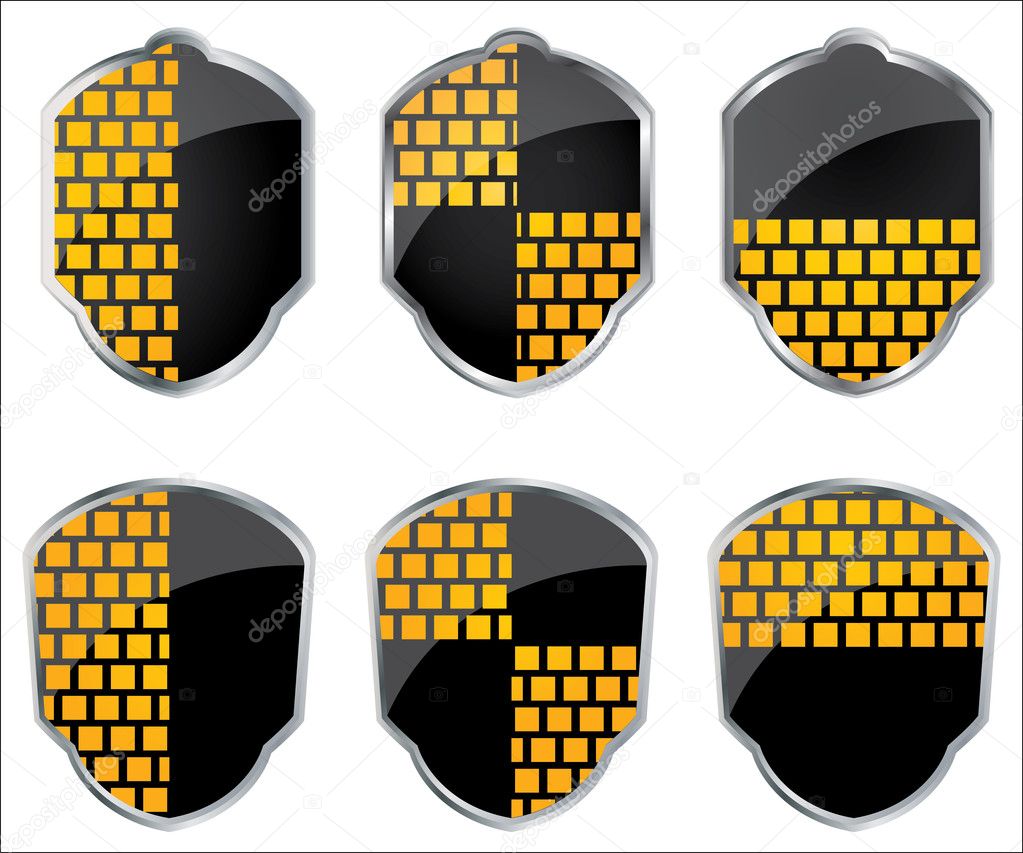 Shield emblems isolated over a white background