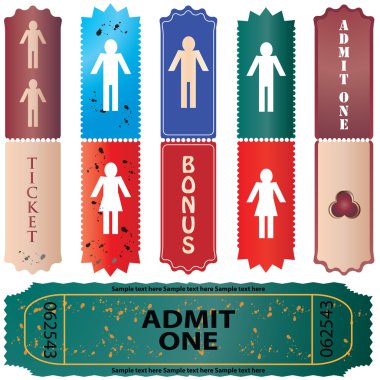 Admit one ticket - colored vector clipart