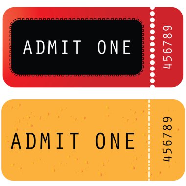 Red - yellow ticket - admit one clipart