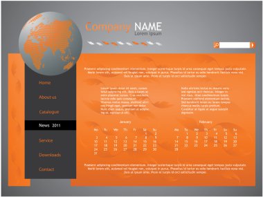 Orange web site design template - vector clipart