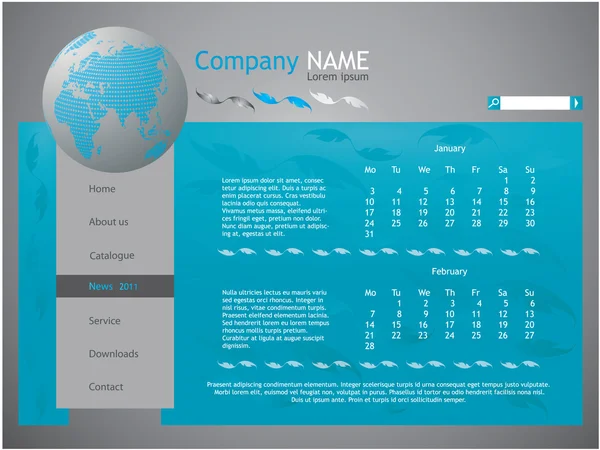 Blue web site design template - vector — Stock Vector