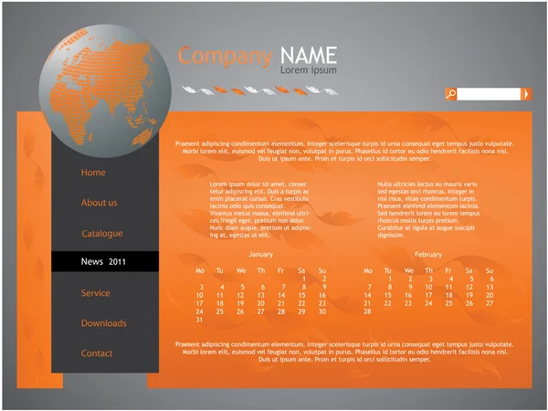 Orange web site design template - vector — Stock Vector