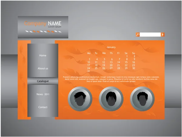 Modelo de web site laranja — Vetor de Stock