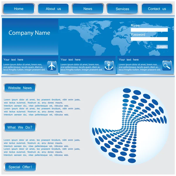 Vektor Web Template - blauer Vektor — Stockvektor