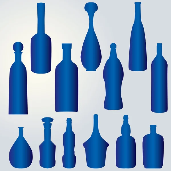 Silhouette delle bottiglie — Vettoriale Stock