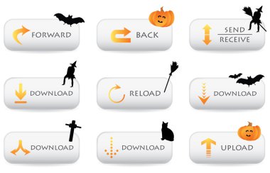 Website download buttons with halloween decoration clipart