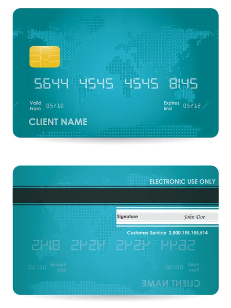 Векторная кредитная карта, вид спереди и сзади — стоковый вектор