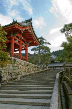 Japanese temple and staircase clipart