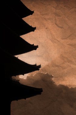 Japanese temple during sunset clipart
