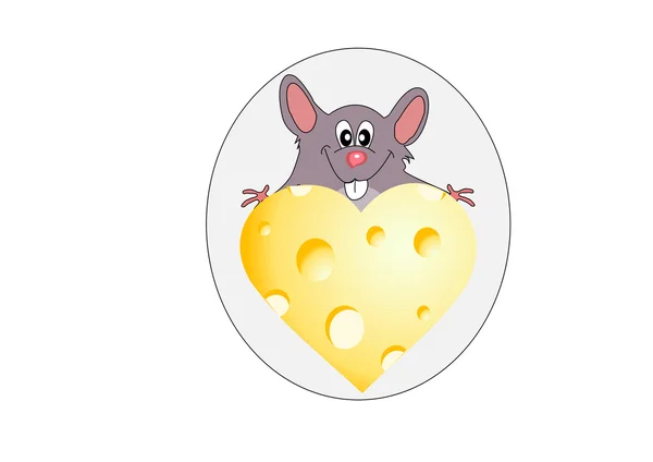 Rat met kaas — Stockvector