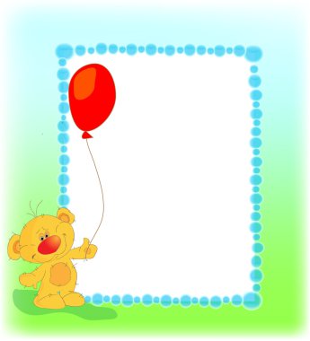 Bear with balloon. Cartoon clipart