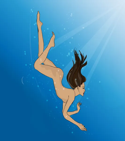 Mädchen unter Wasser — Stockvektor