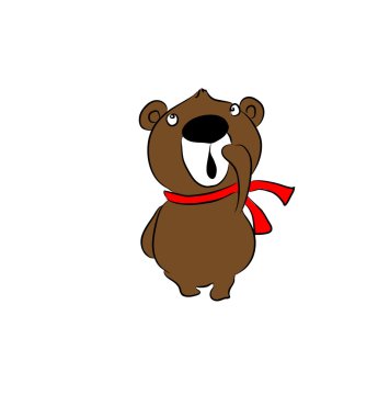 Teddy in scarf cartoon clipart