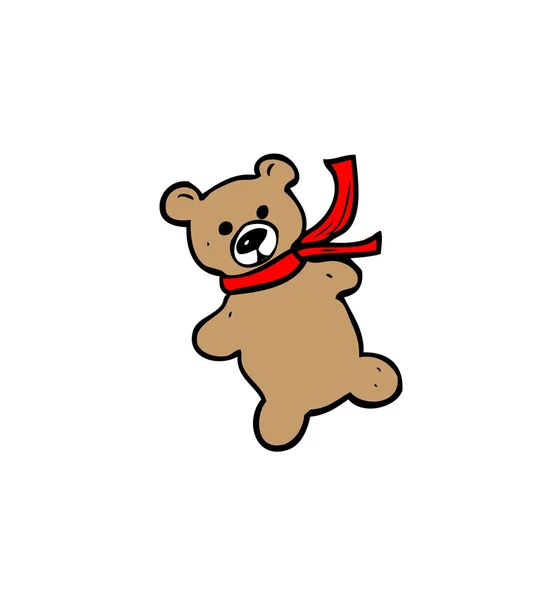Teddy im Schal-Cartoon — Stockvektor