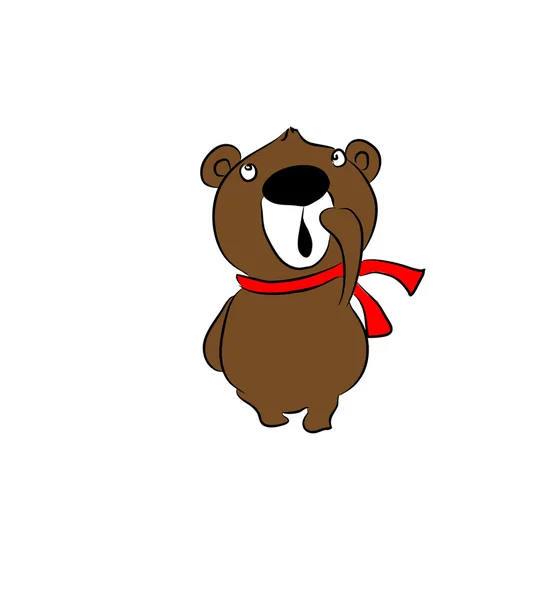 Teddy im Schal-Cartoon — Stockvektor
