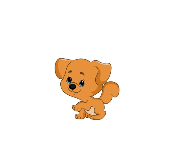 Ilustração vetorial. Cão bonito desenho animado vetor filhote de cachorro —  Vetores de Stock