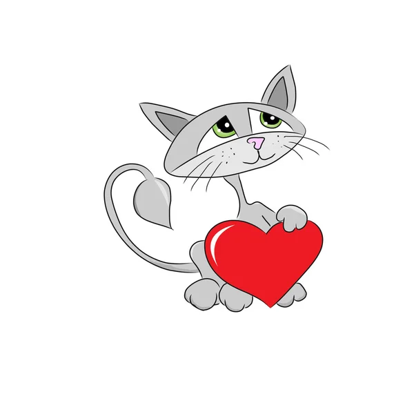 Kočka drží srdce — Stockový vektor