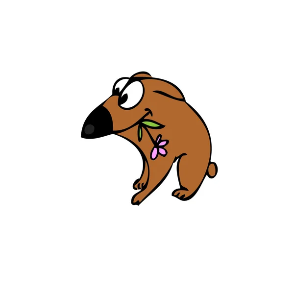 Hond met bloem — Stockvector