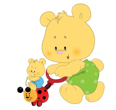 Big and little bear for a walk clipart