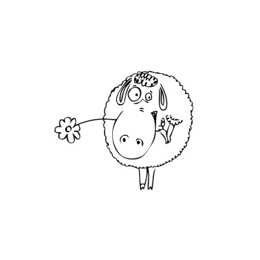 Sheep and a flower clipart