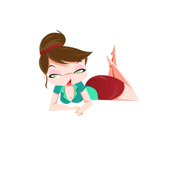 Llustration fille couché sur son ventre — Image vectorielle