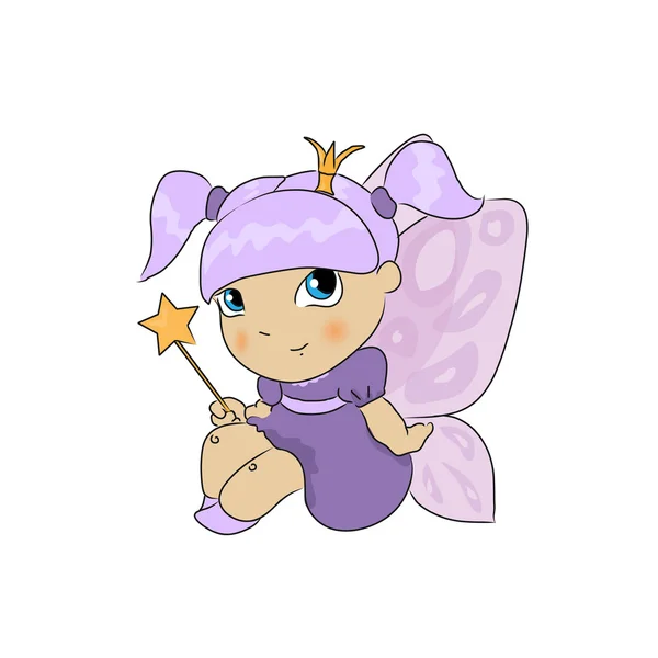 Illustration av sittande söt baby fairy — Stock vektor